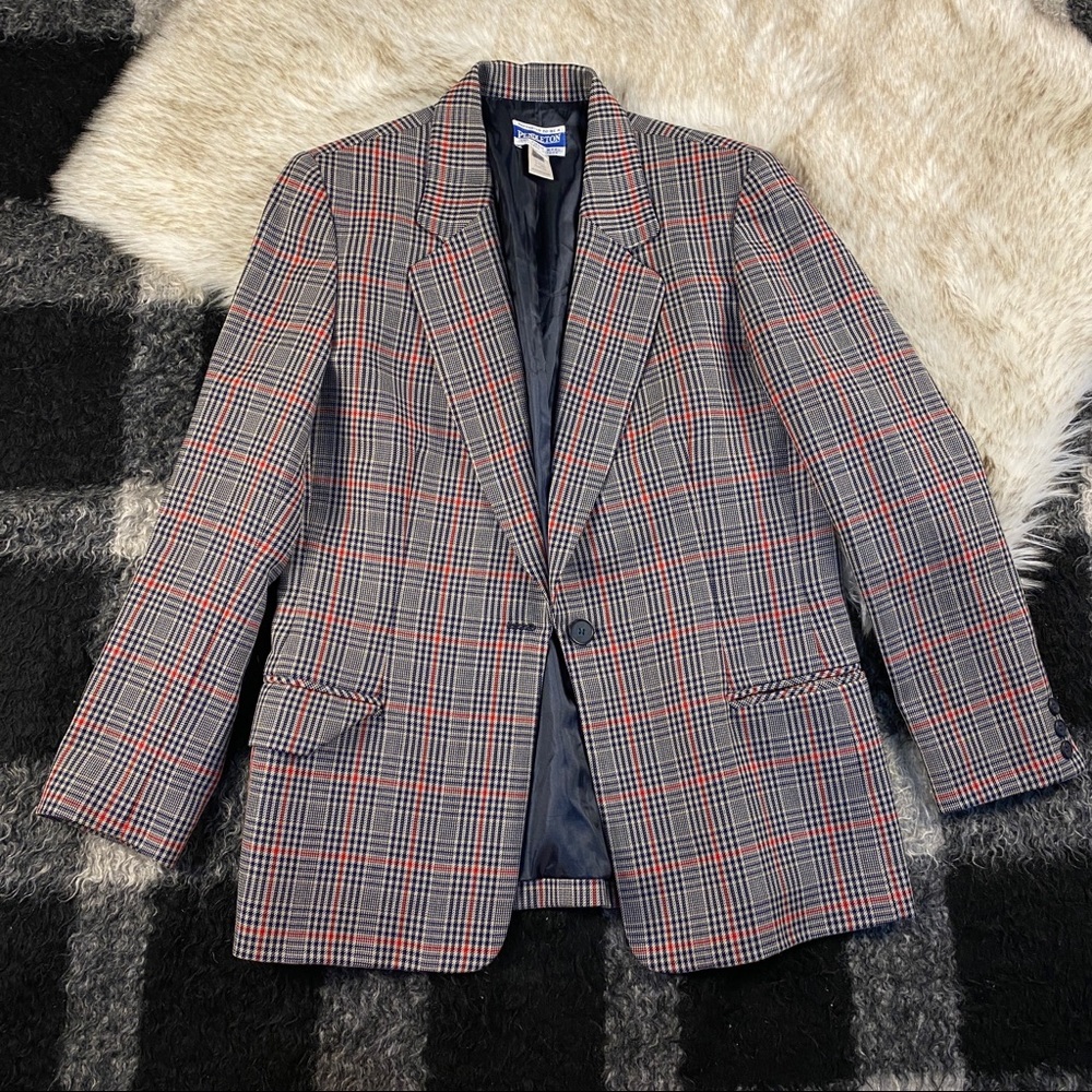 Pendleton Plaid Wool Blazer Jacket 10 - image 1